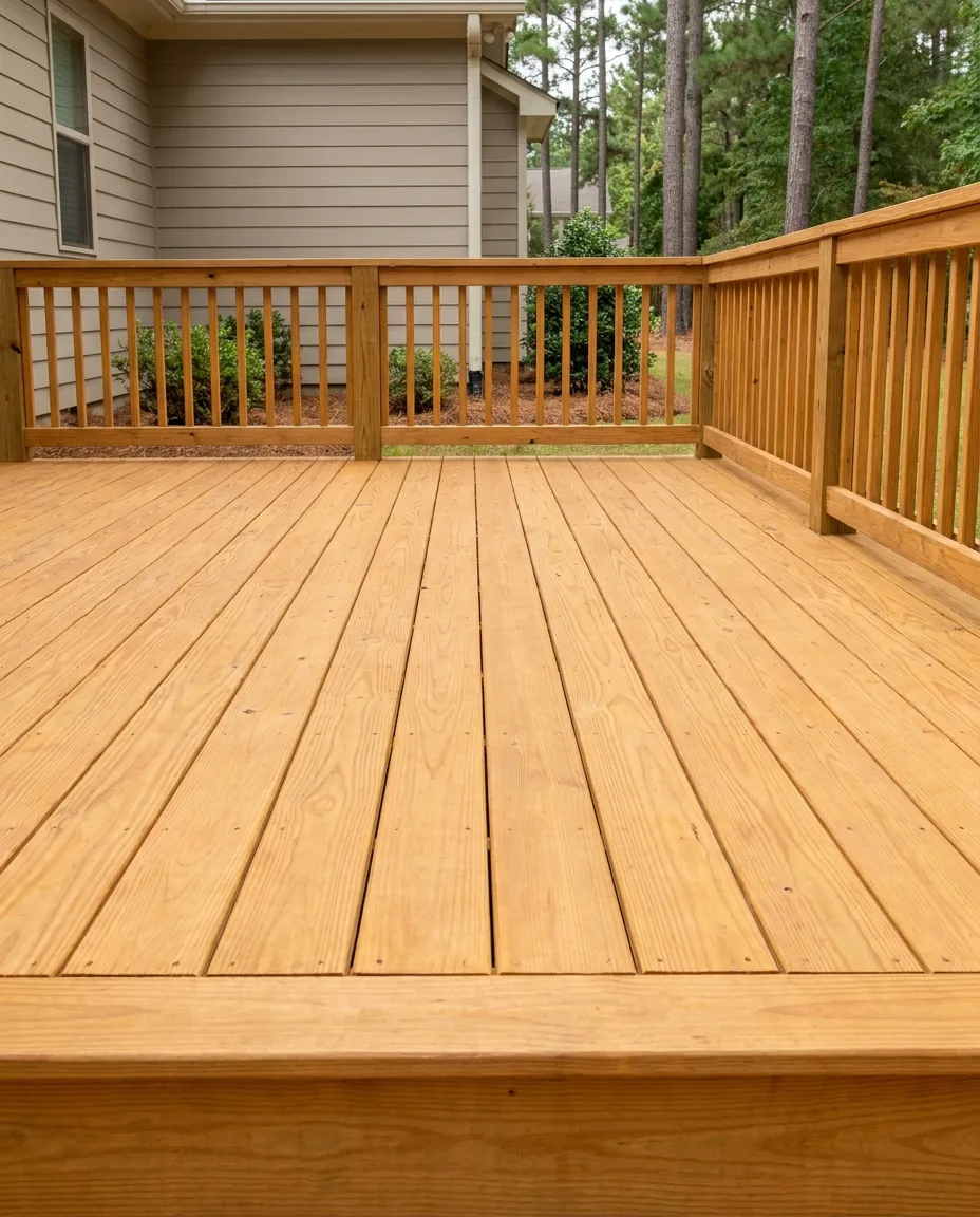 Pressure-treated wood deck built in the Midlands