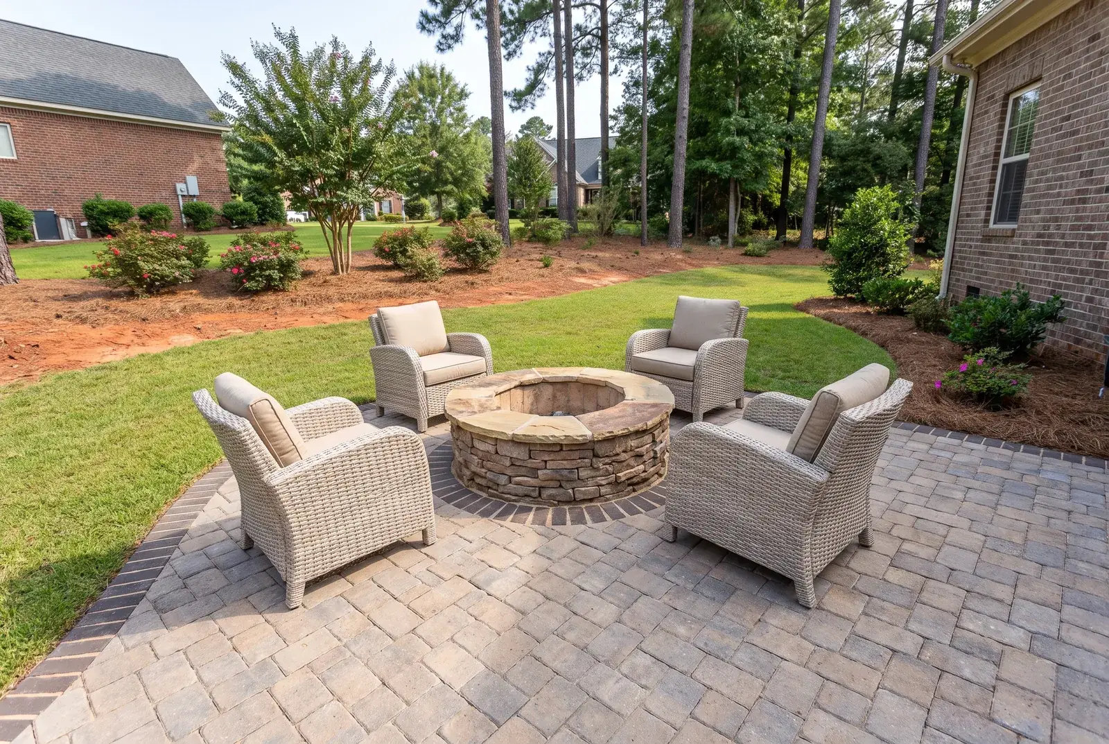 Paver patio with a fire pit and seating, Columbia SC