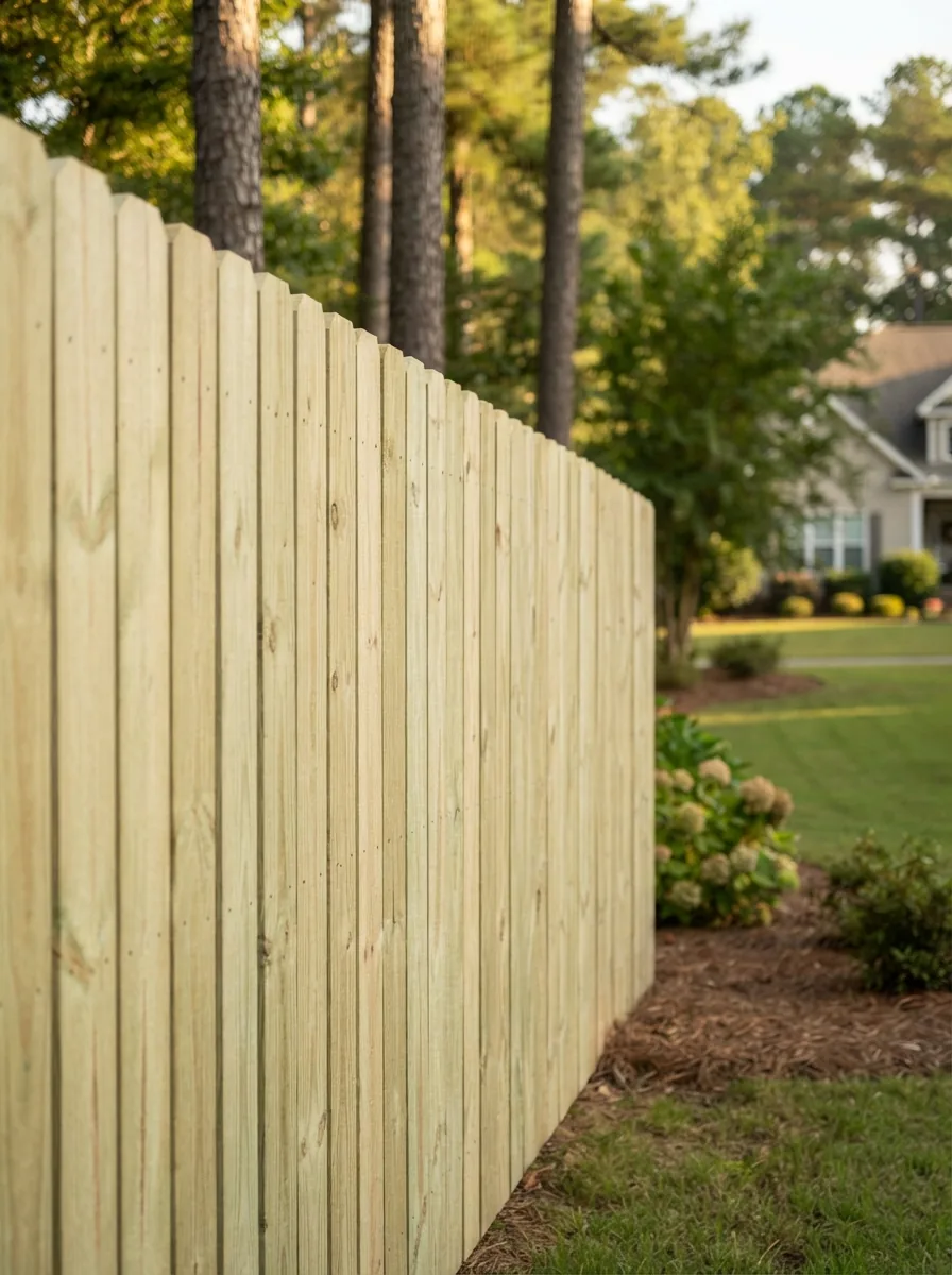 Dog-ear stockade wood fence