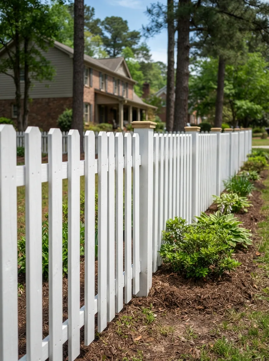 Classic picket wood fence