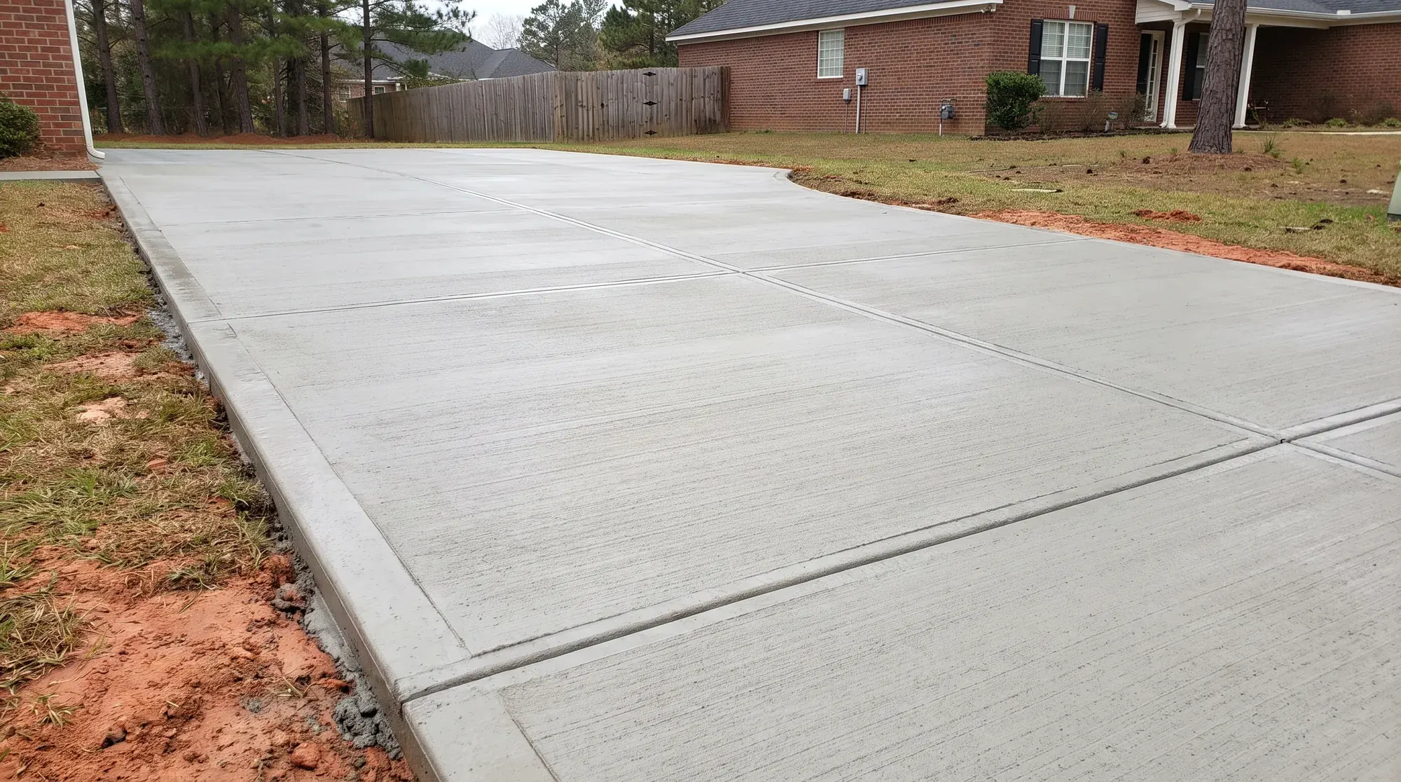 Finished residential concrete driveway